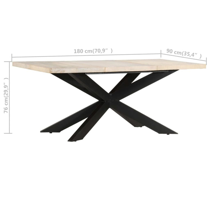spisebord 180 x 90 x 76 cm massivt afbleget mangotræ