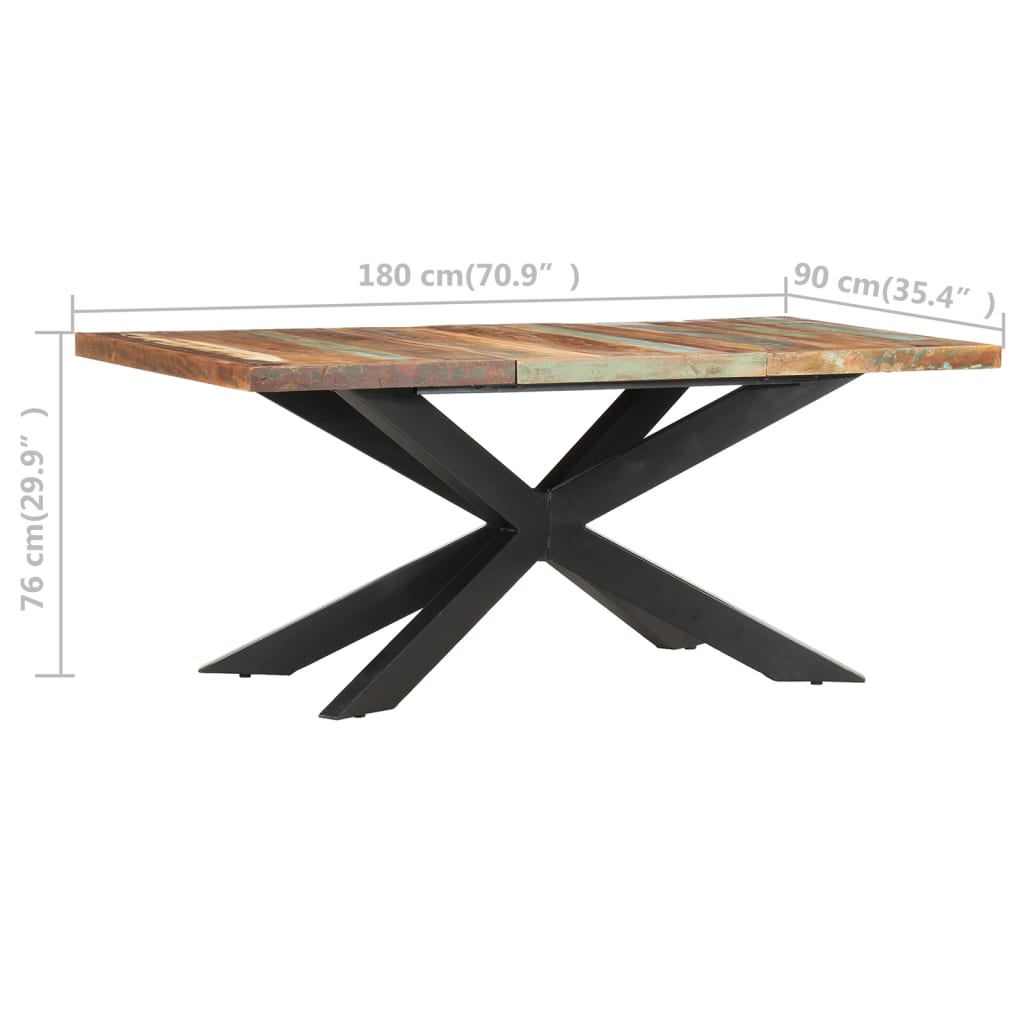 spisebord 180 x 90 x 76 cm massivt genbrugstræ