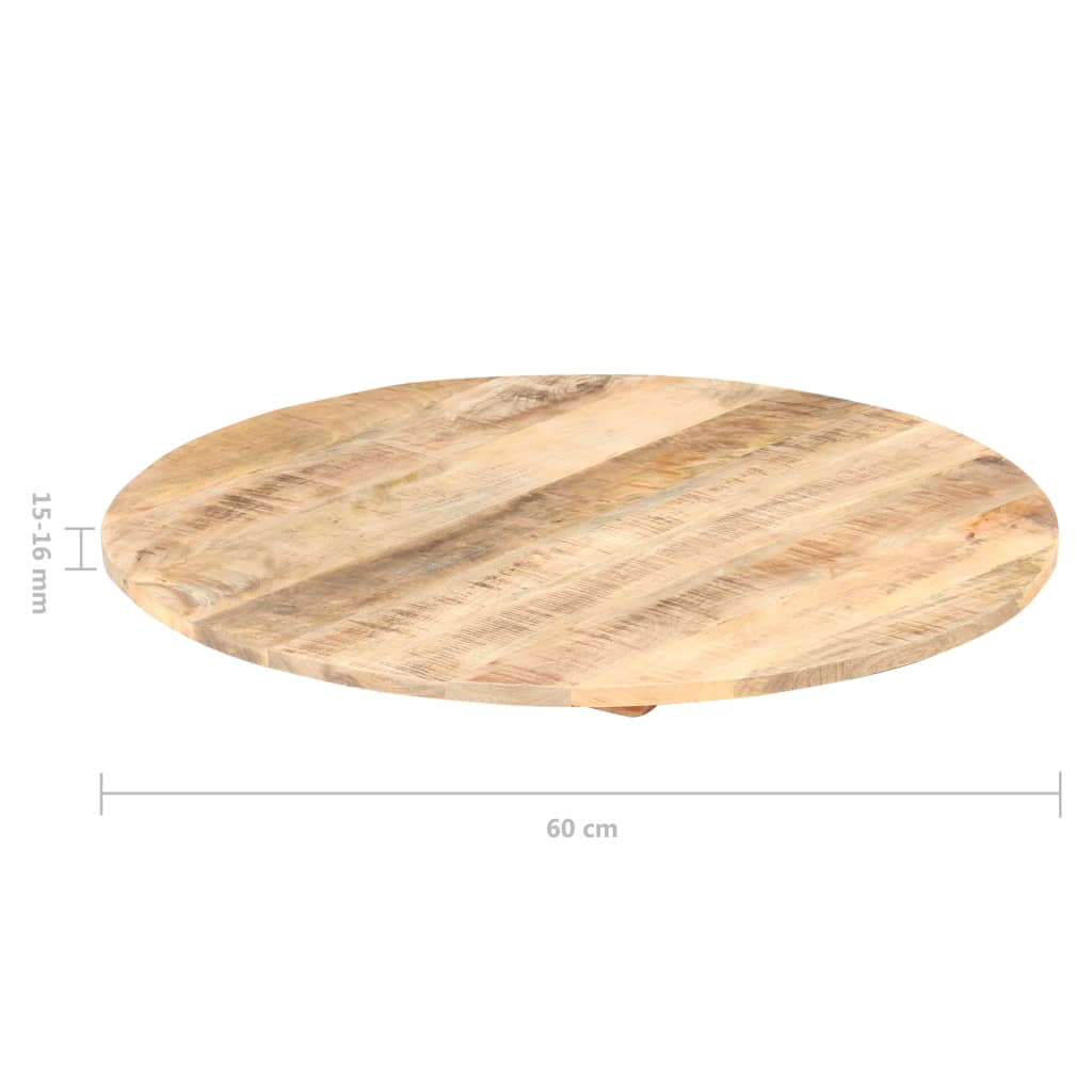 bordplade 15-16 mm rund 60 cm massivt mangotræ