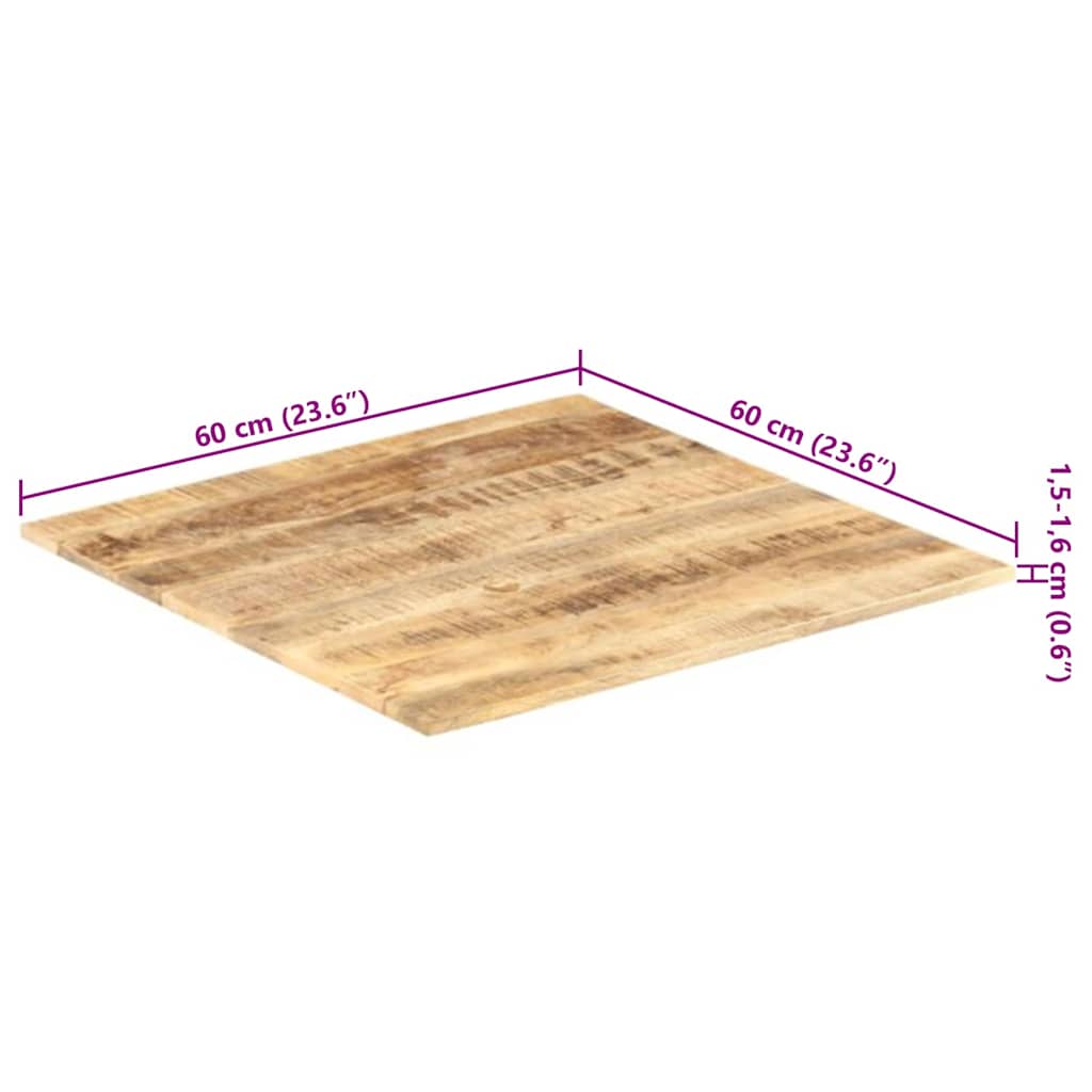 bordplade 15-16 mm 60x60 cm massivt mangotræ