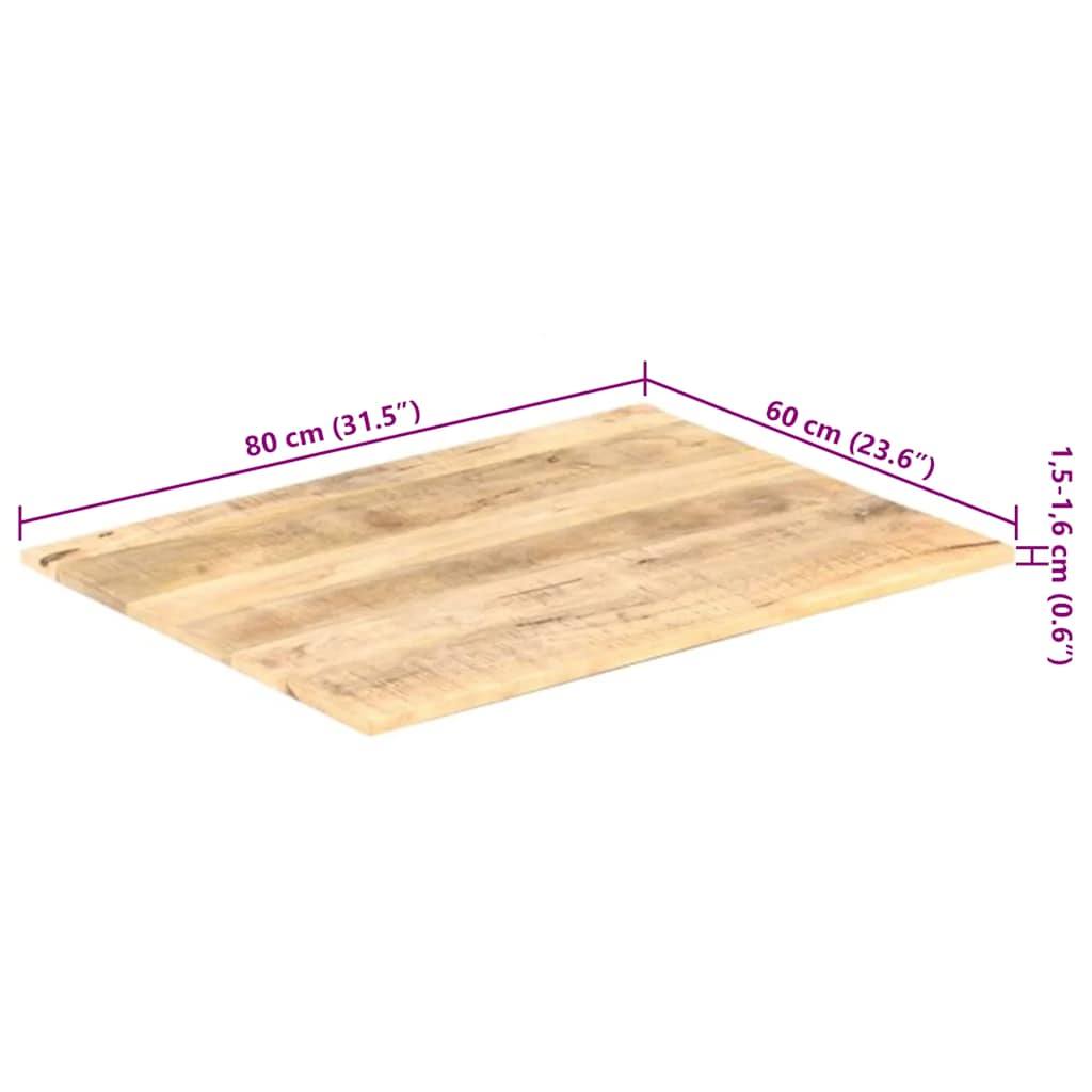 bordplade 15-16 mm 80x60 cm massivt mangotræ
