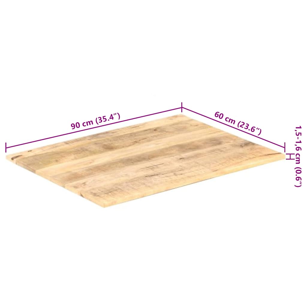 bordplade 15-16 mm 90x60 cm massivt mangotræ
