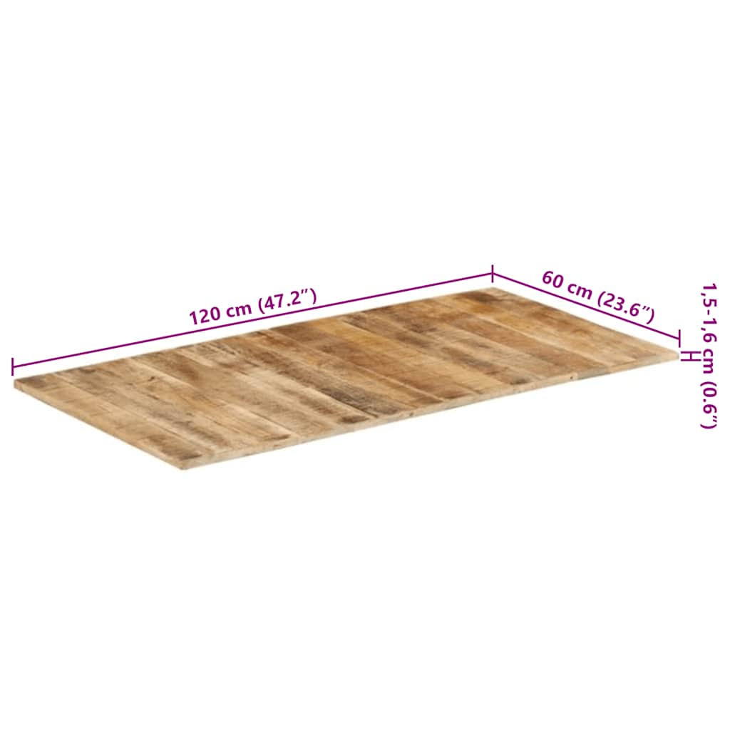 bordplade 15-16 mm 120x60 cm massivt mangotræ