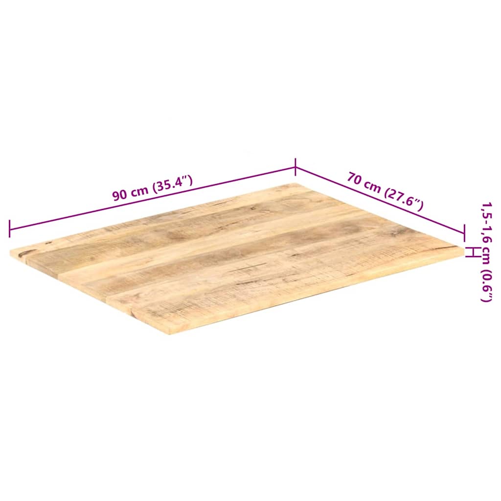 bordplade 15-16 mm 90x70 cm massivt mangotræ