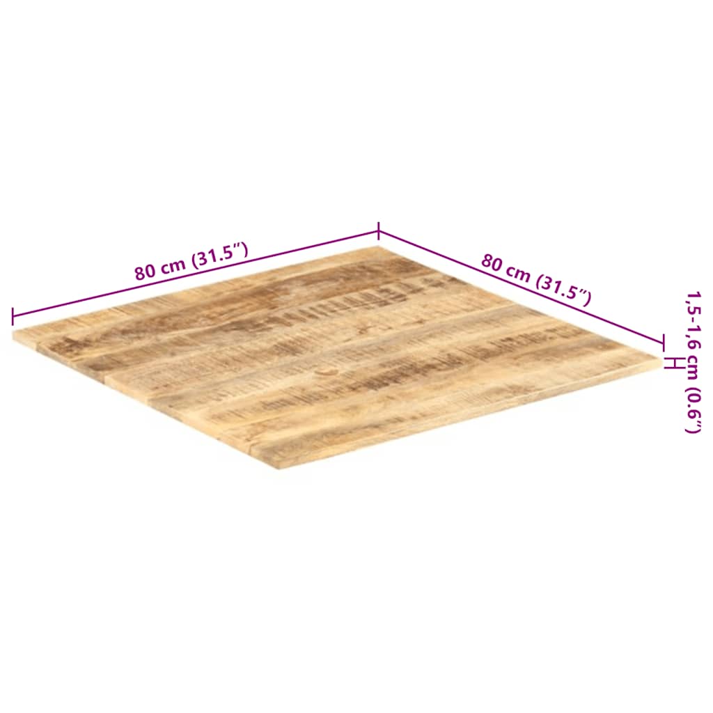 bordplade 15-16 mm 80x80 cm massivt mangotræ