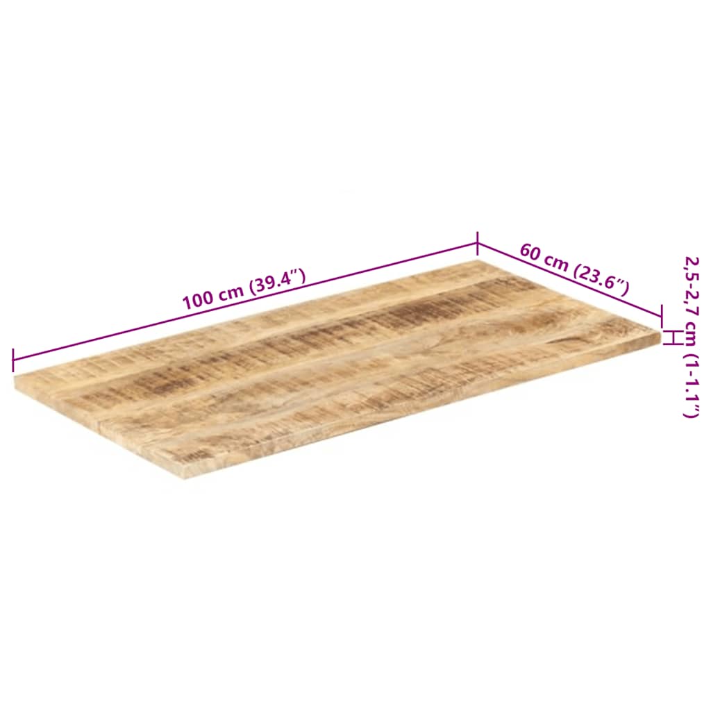 bordplade 25-27 mm 100x60 cm massivt mangotræ