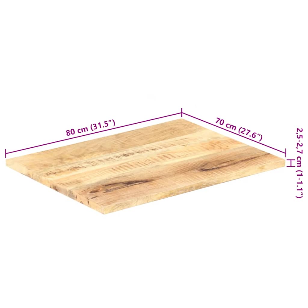 bordplade 25-27 mm 80x70 cm massivt mangotræ