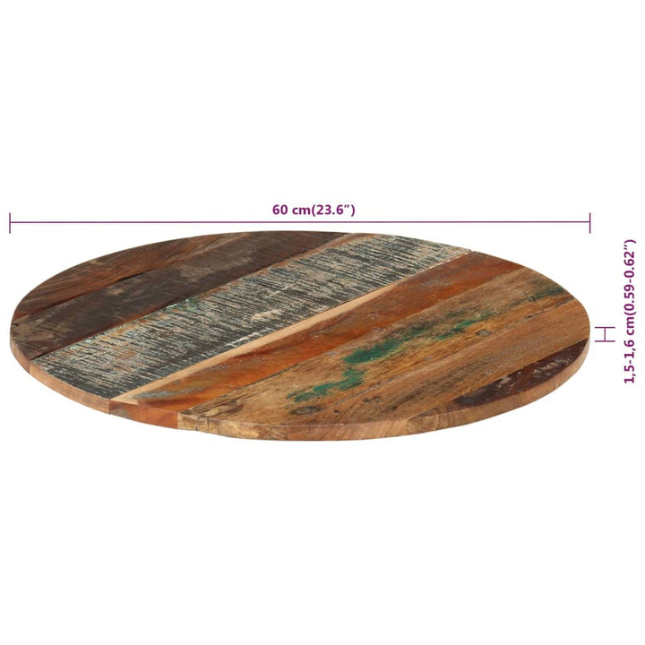 bordplade 60 cm 15-16 mm rund massivt genbrugstræ