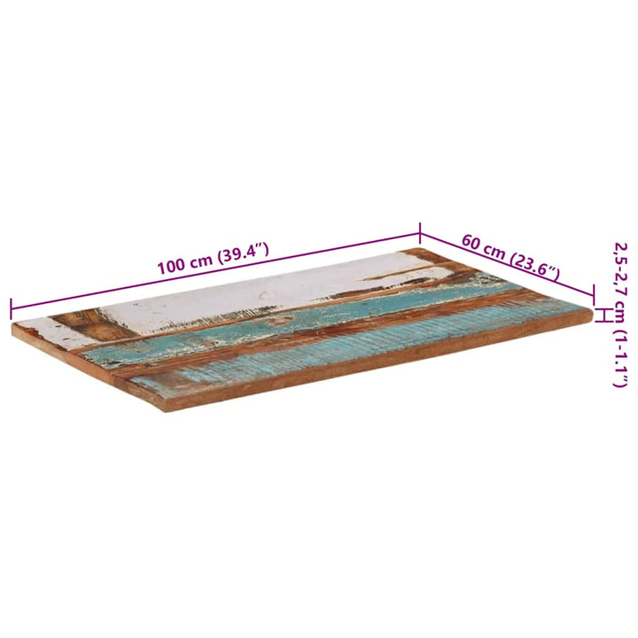 bordplade 60x100 cm 25-27 mm rektangulær massivt genbrugstræ