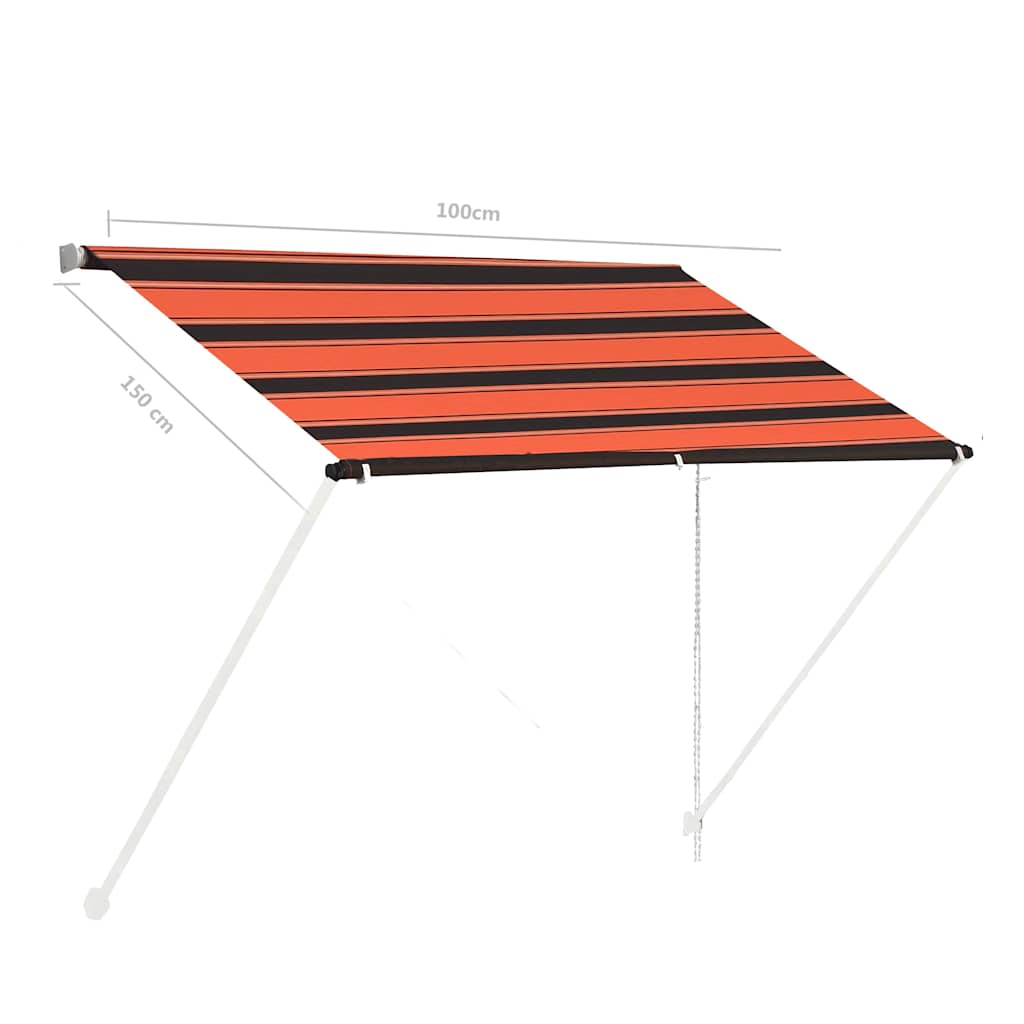foldemarkise 100x150 cm orange og brun