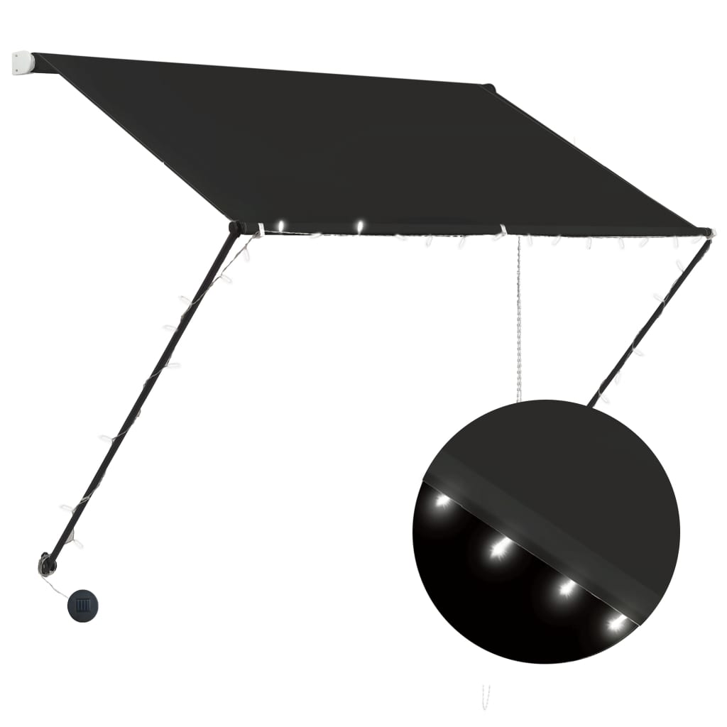 foldemarkise med LED 100x150 cm antracitgrå