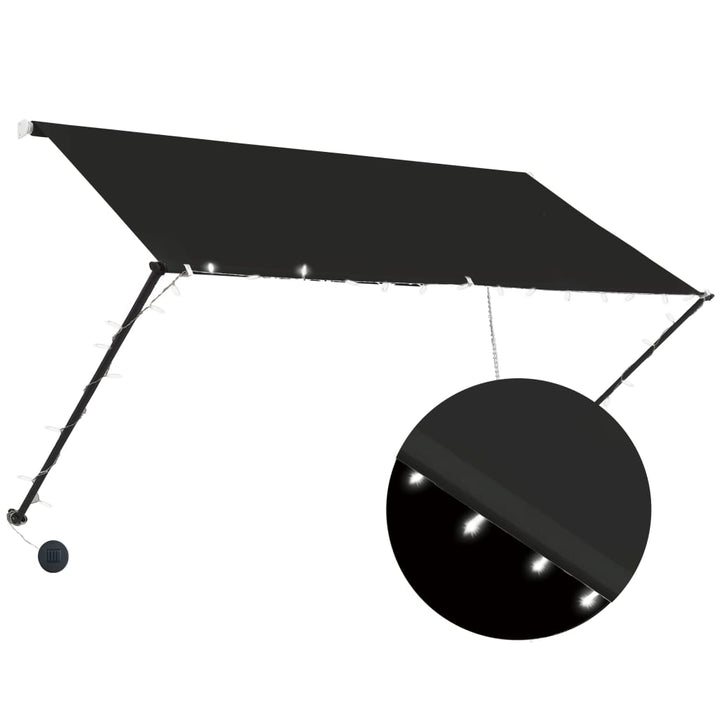 foldemarkise med LED 250x150 cm antracitgrå