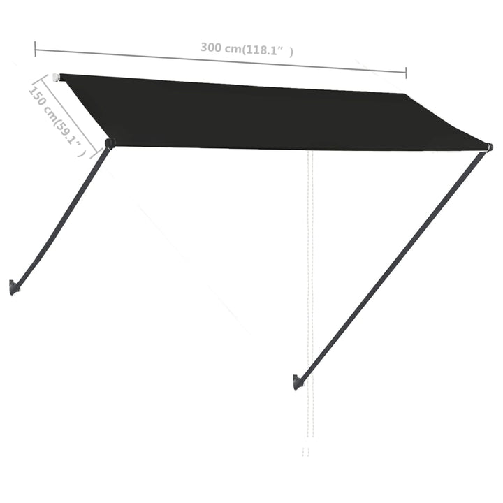 foldemarkise med LED 300x150 cm antracitgrå