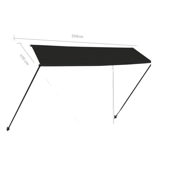 foldemarkise med LED 350x150 cm antracitgrå