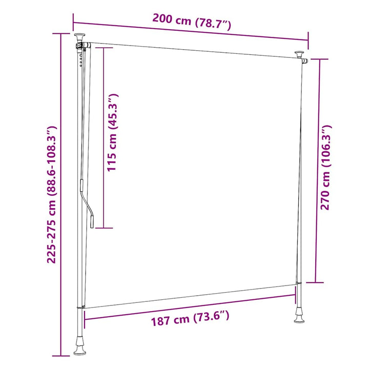 udendørs rullegardin 200x270 cm antracitgrå