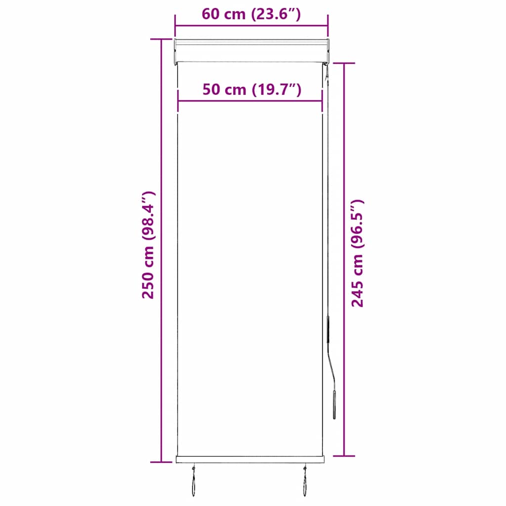 udendørs rullegardin 60x250 cm antracitgrå