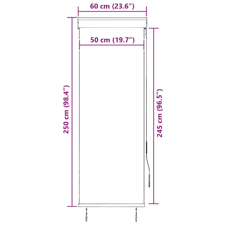 udendørs rullegardin 60x250 cm cremefarvet