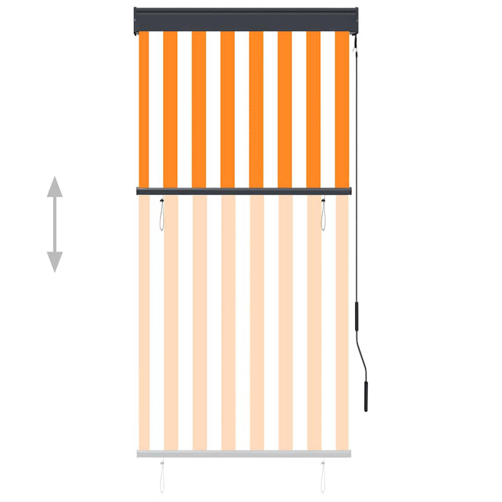 udendørs rullegardin 80x250 cm hvid og orange