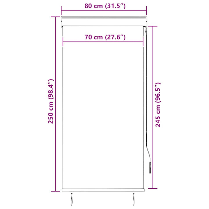 udendørs rullegardin 80x250 cm hvid og orange