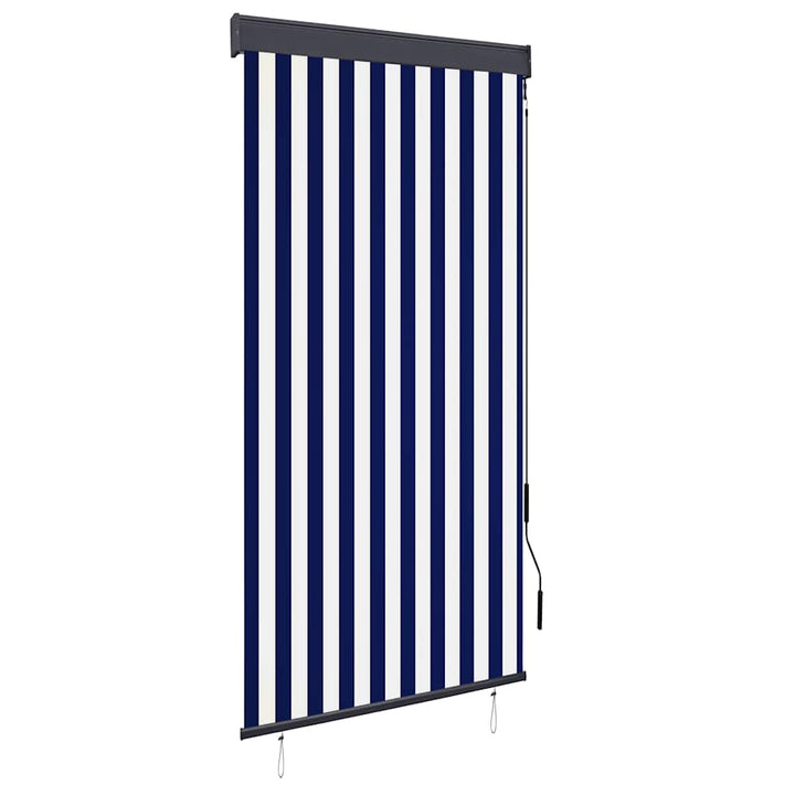 udendørs rullegardin 100x250 cm blå og hvid