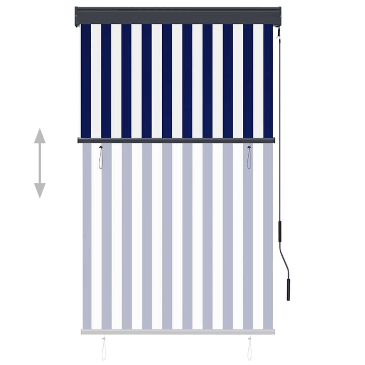 udendørs rullegardin 100x250 cm blå og hvid