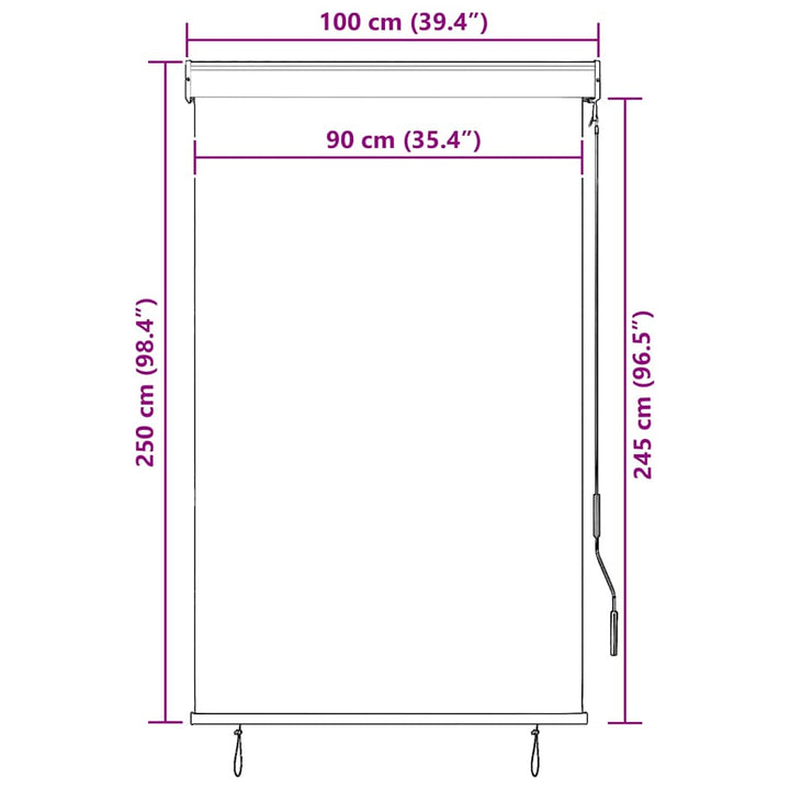 udendørs rullegardin 100x250 cm blå og hvid