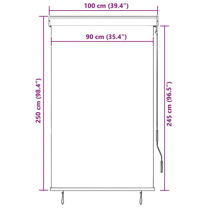 udendørs rullegardin 100x250 cm hvid og orange