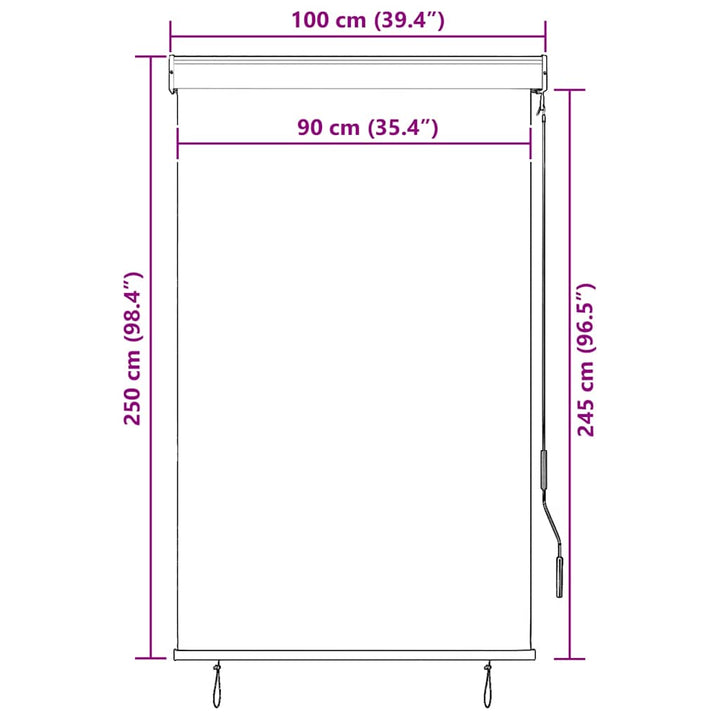 udendørs rullegardin 100x250 cm cremefarvet