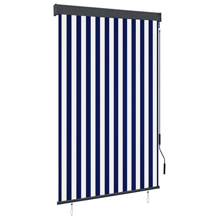 udendørs rullegardin 120x250 cm blå og hvid