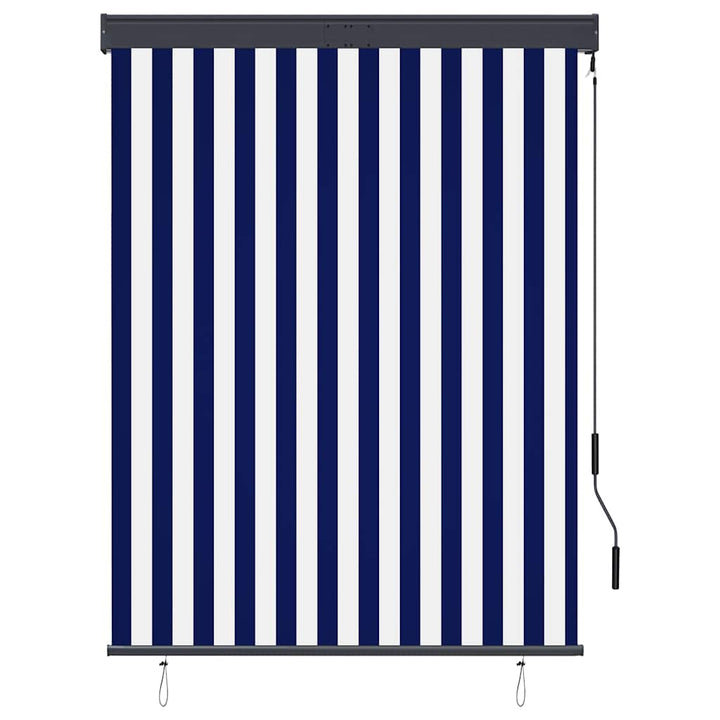 udendørs rullegardin 120x250 cm blå og hvid