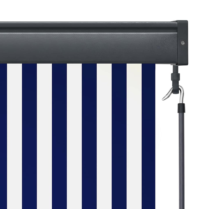 udendørs rullegardin 120x250 cm blå og hvid