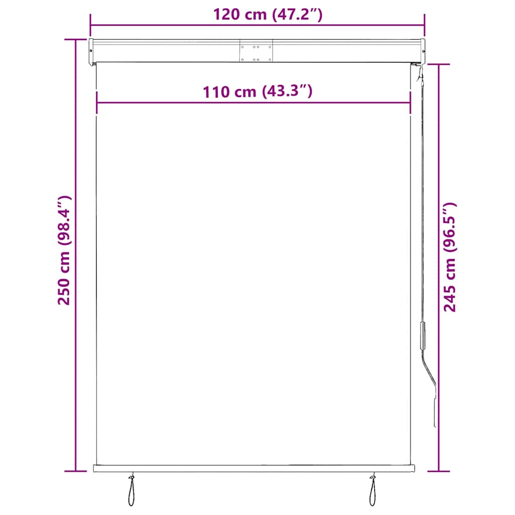 udendørs rullegardin 120x250 cm blå og hvid