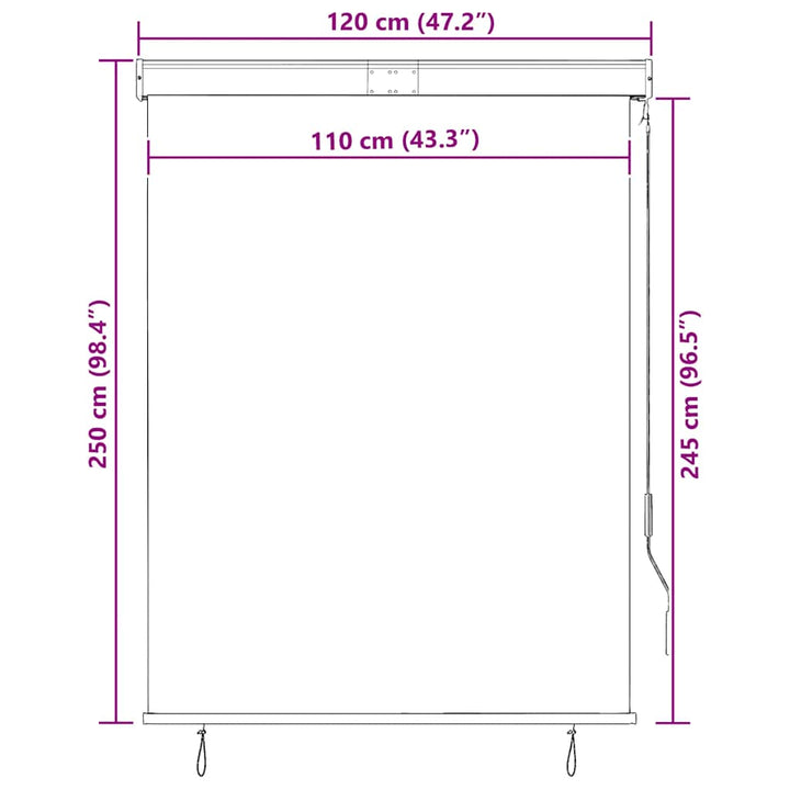 udendørs rullegardin 120x250 cm hvid og orange