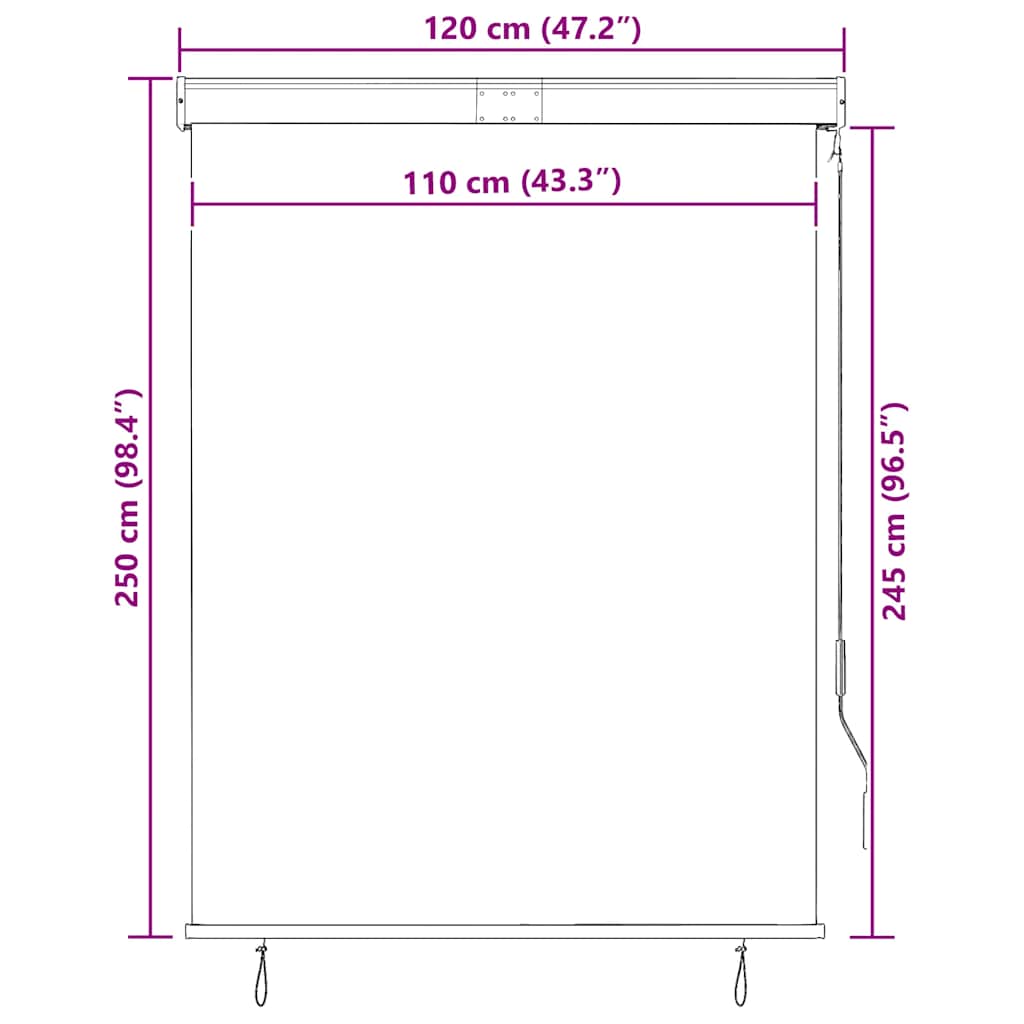 udendørs rullegardin 120x250 cm hvid og orange