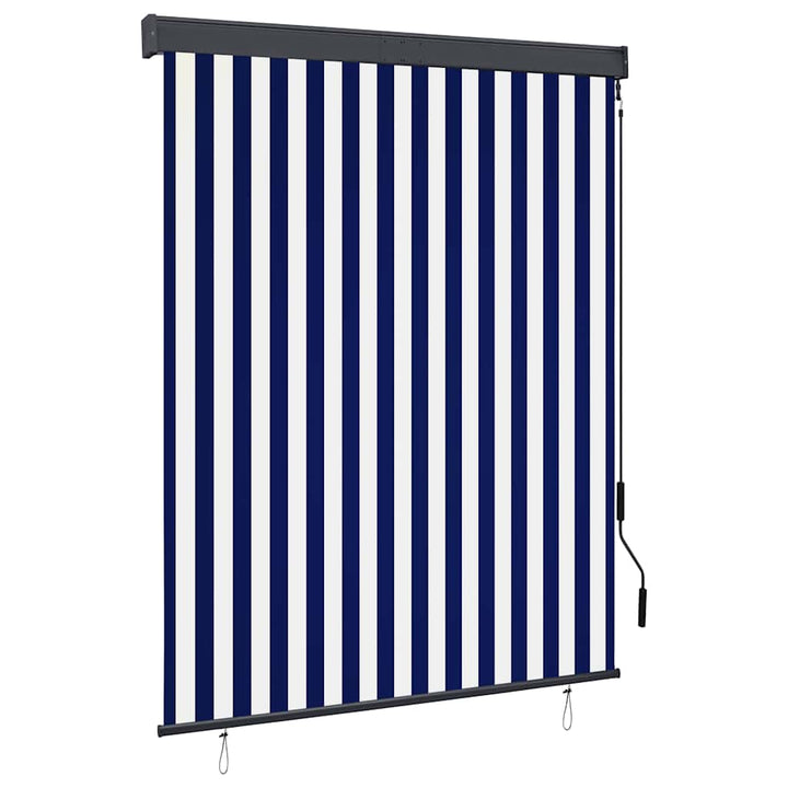 udendørs rullegardin 140x250 cm blå og hvid