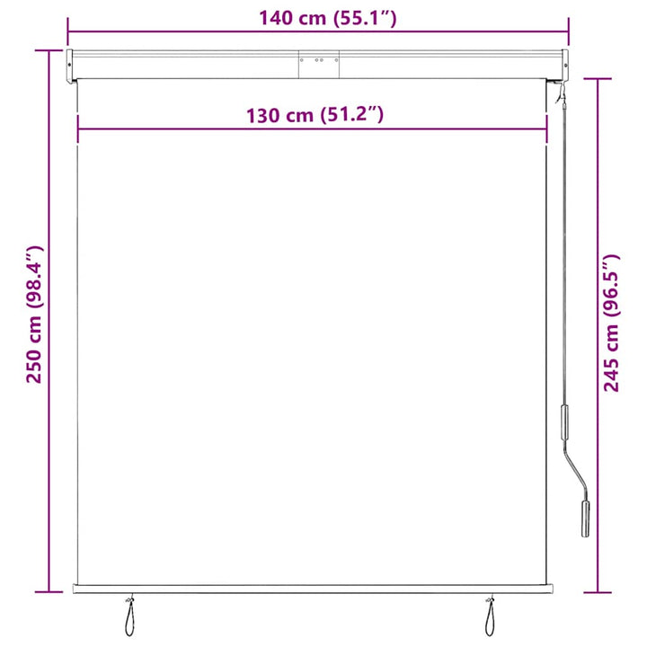 udendørs rullegardin 140x250 cm blå og hvid