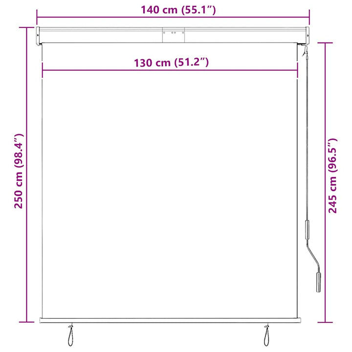 udendørs rullegardin 140x250 cm gul og blå
