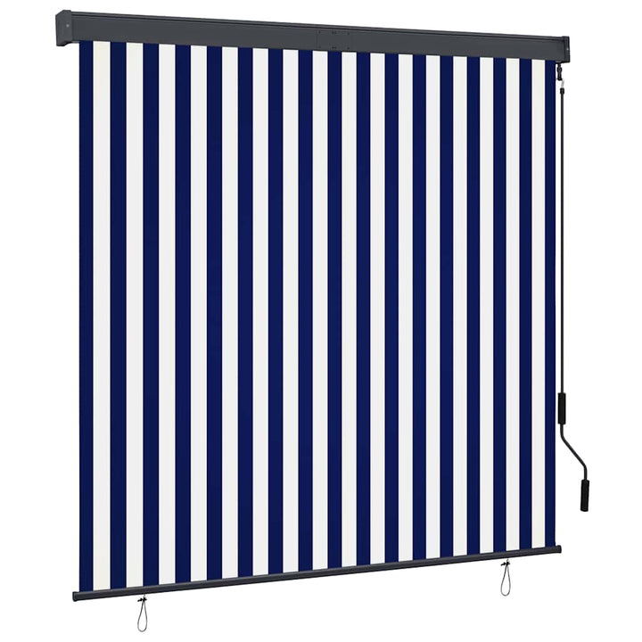 udendørs rullegardin 160x250 cm blå og hvid