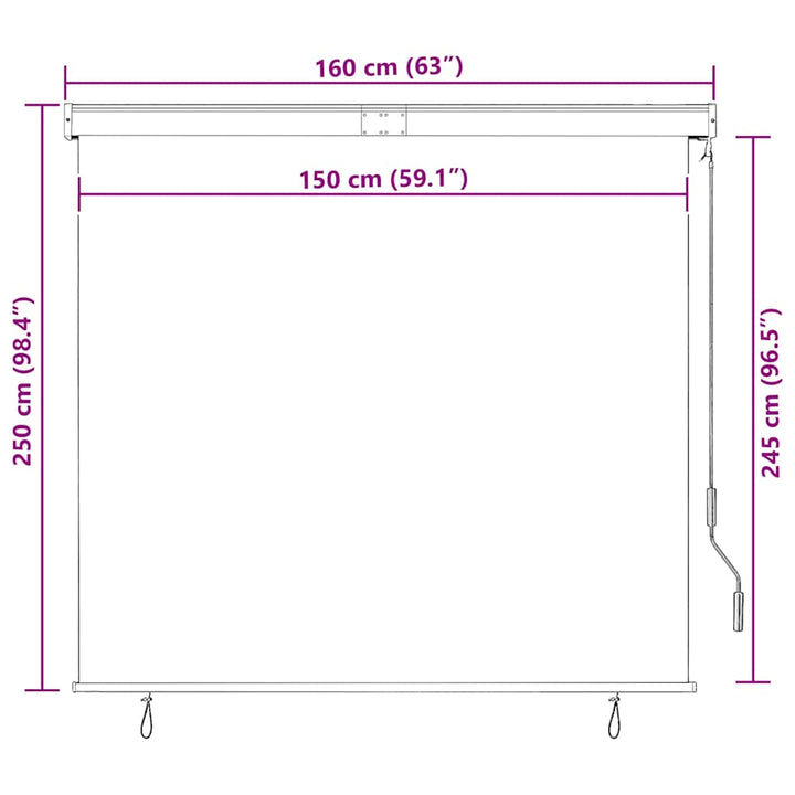 udendørs rullegardin 160x250 cm blå og hvid