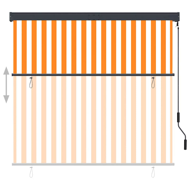 udendørs rullegardin 160x250 cm hvid og orange