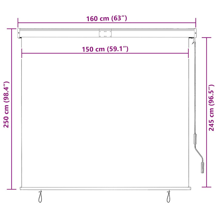 udendørs rullegardin 160x250 cm hvid og orange