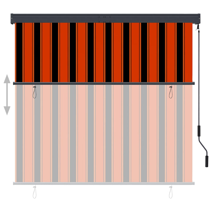 udendørs rullegardin 160x250 cm orange og brun