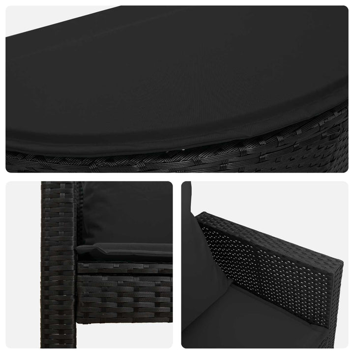 liggestol med hynde polyrattan sort