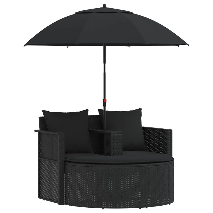 liggestol med hynde polyrattan sort