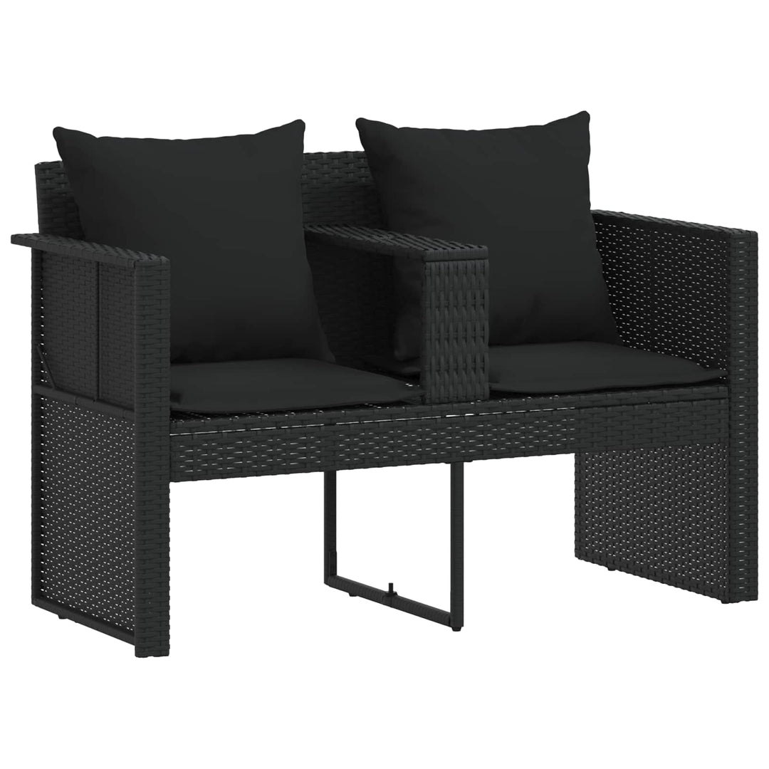 liggestol med hynde polyrattan sort
