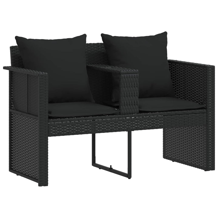 liggestol med hynde polyrattan sort