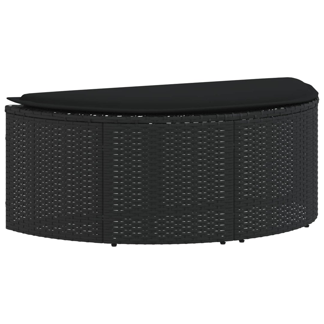liggestol med hynde polyrattan sort