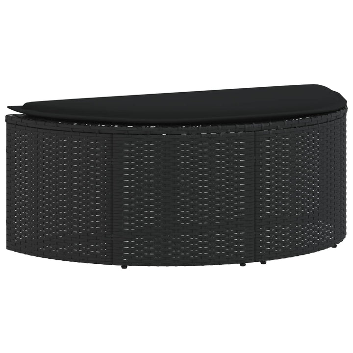 liggestol med hynde polyrattan sort