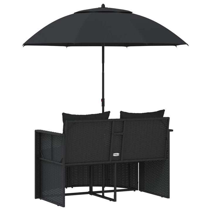 liggestol med hynde polyrattan sort
