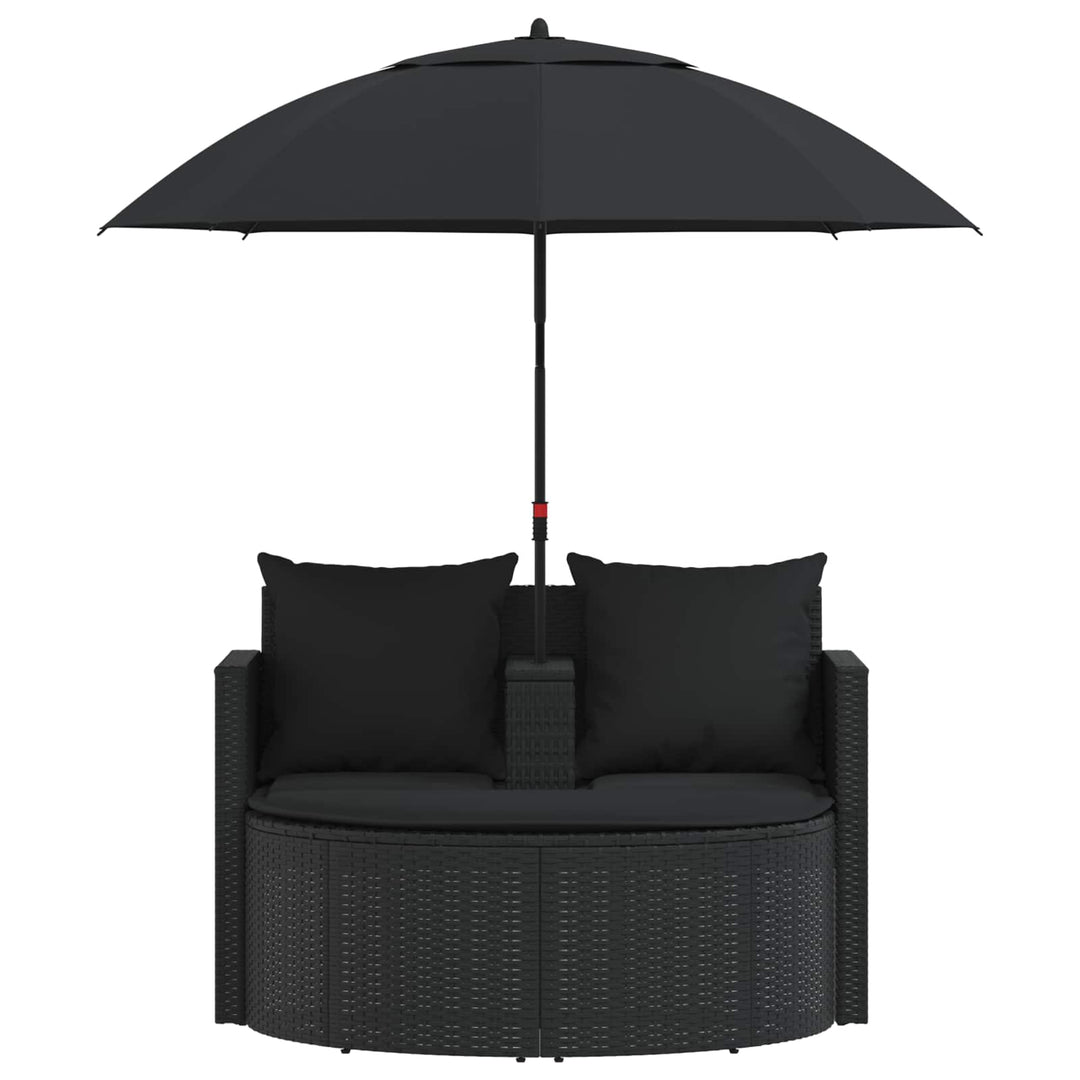 liggestol med hynde polyrattan sort